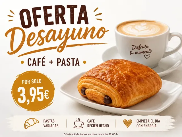 Oferta de desayuno con pasta